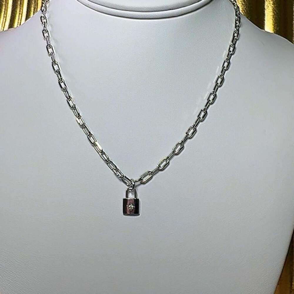 Silver Padlock Pendant necklace